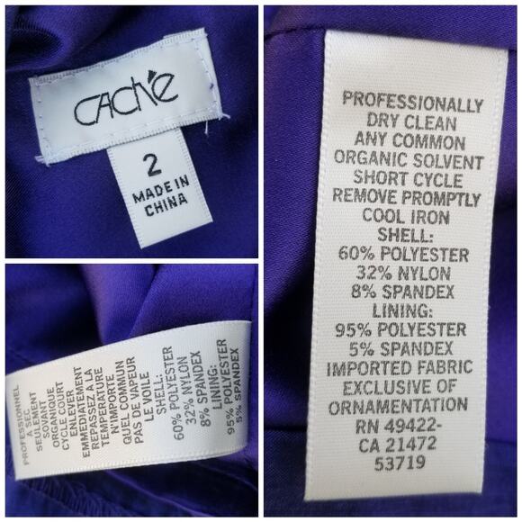 Ruffle Shoulder Cocktail Dress Cache Size 2 Sleeveless Blue Stretch Formal Rose - Picture 5 of 10